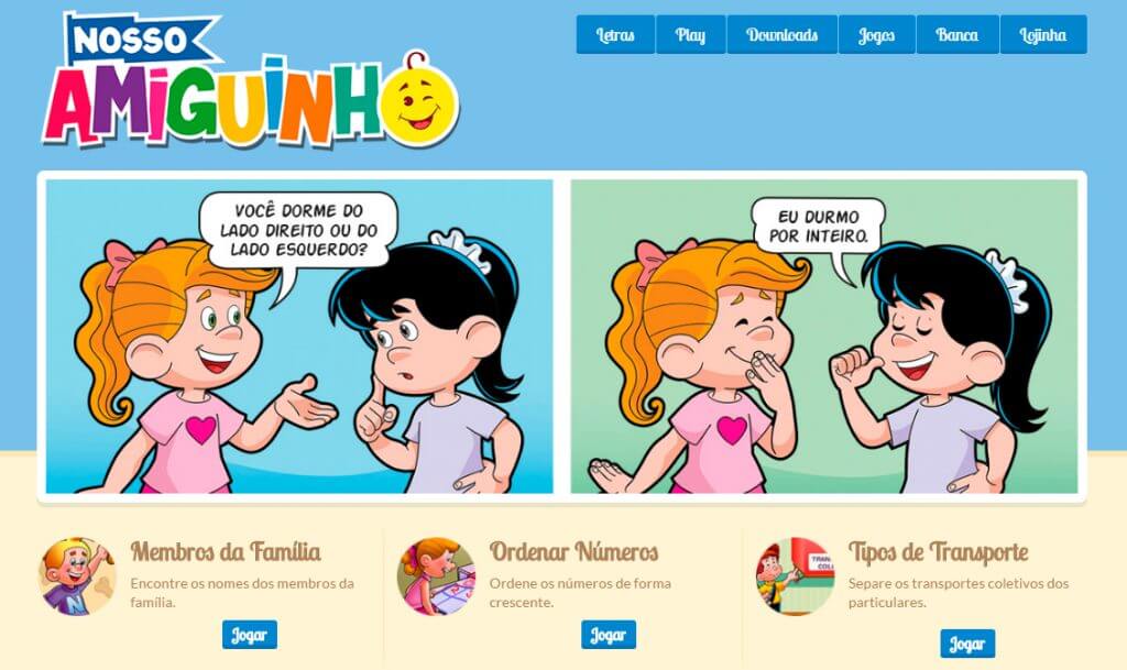 Site da turminha traz diversos recursos educativos.